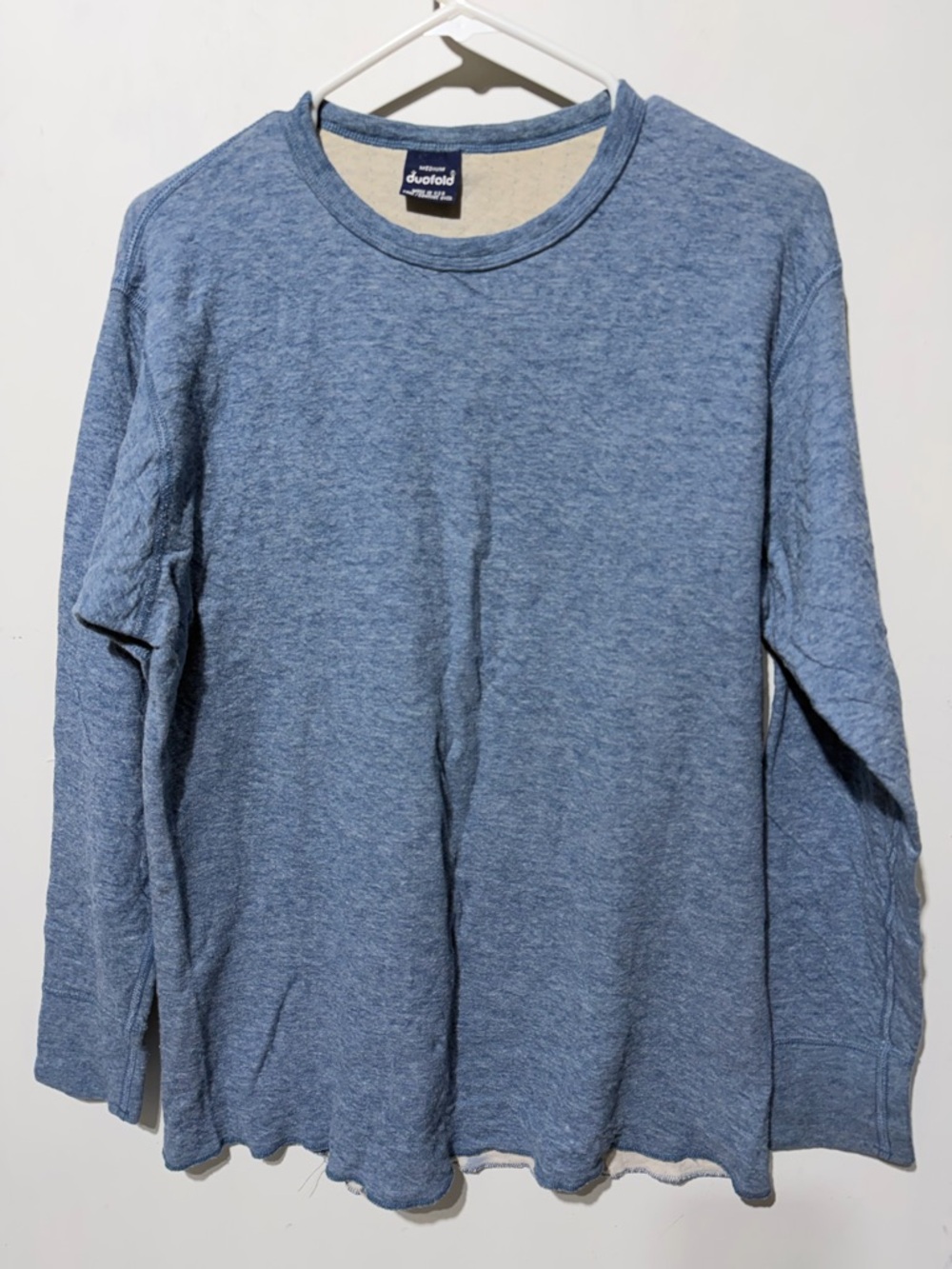 VTG 90s Duofold Dual Layer Thermal Shirt Medium Wool Blend Made in USA Navy